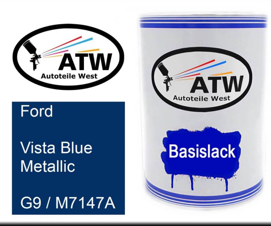 Ford, Vista Blue Metallic, G9 / M7147A: 500ml Lackdose, von ATW Autoteile West.